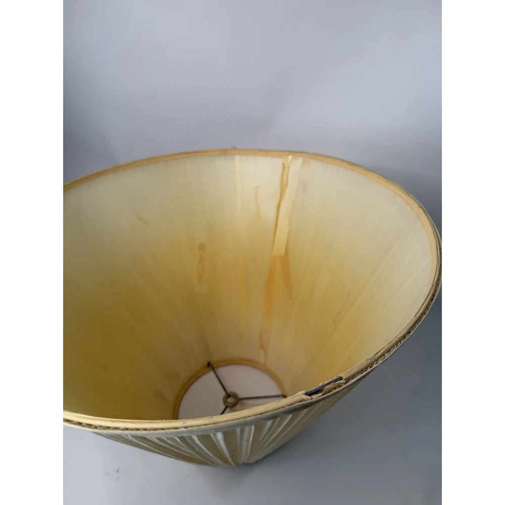 Vintage Ivory Pleated Fabric Large Lamp Shade 12x16